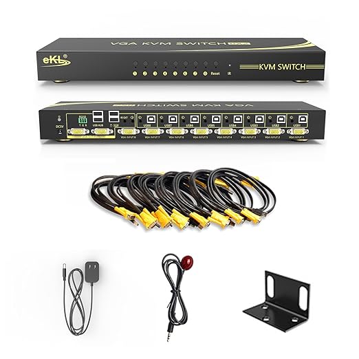 VGA KVM Auto Switch 8 Port in 2 Out Switcher 8x2 Supports Hotkeys, Basic