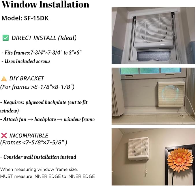 SAILFLO 6 Inch Small Window Shutter Exhaust Fan, 7.7 x 7.7 Inch Cutout