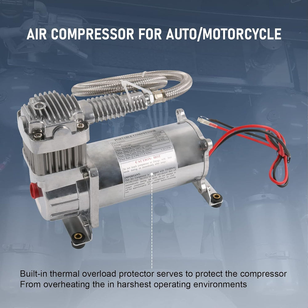 12V 444C 200PSI Chrome Air Compressor for Auto/Motorcycle