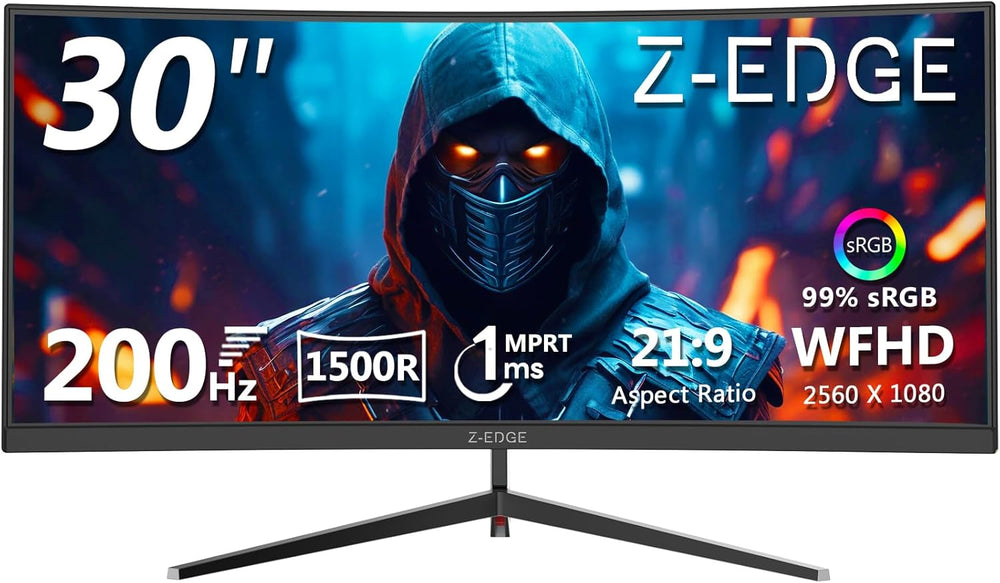 Z-Edge 30" Curved Gaming Monitor, WFHD1080P 200Hz 165Hz Monitor, MPRT 1ms