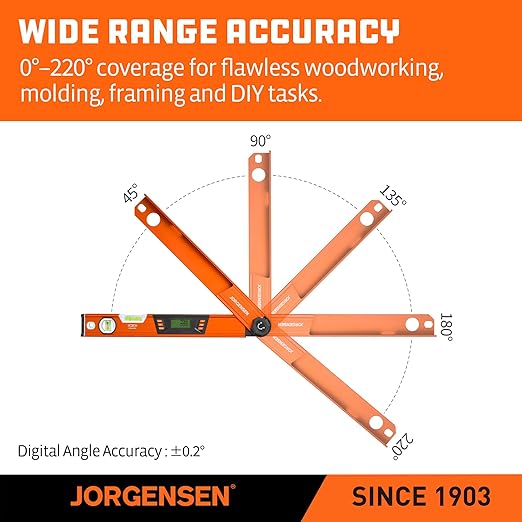 JORGENSEN Digital Angle Finder, Protractor Digital Level