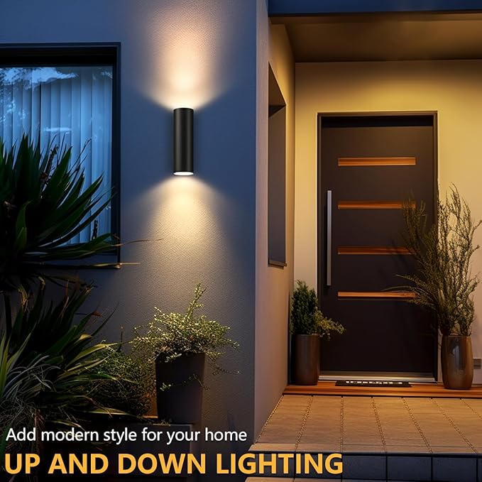 wowlite Modern Outdoor Wall Lights, Up and Down Lights Wall Mount Cylinder (2...