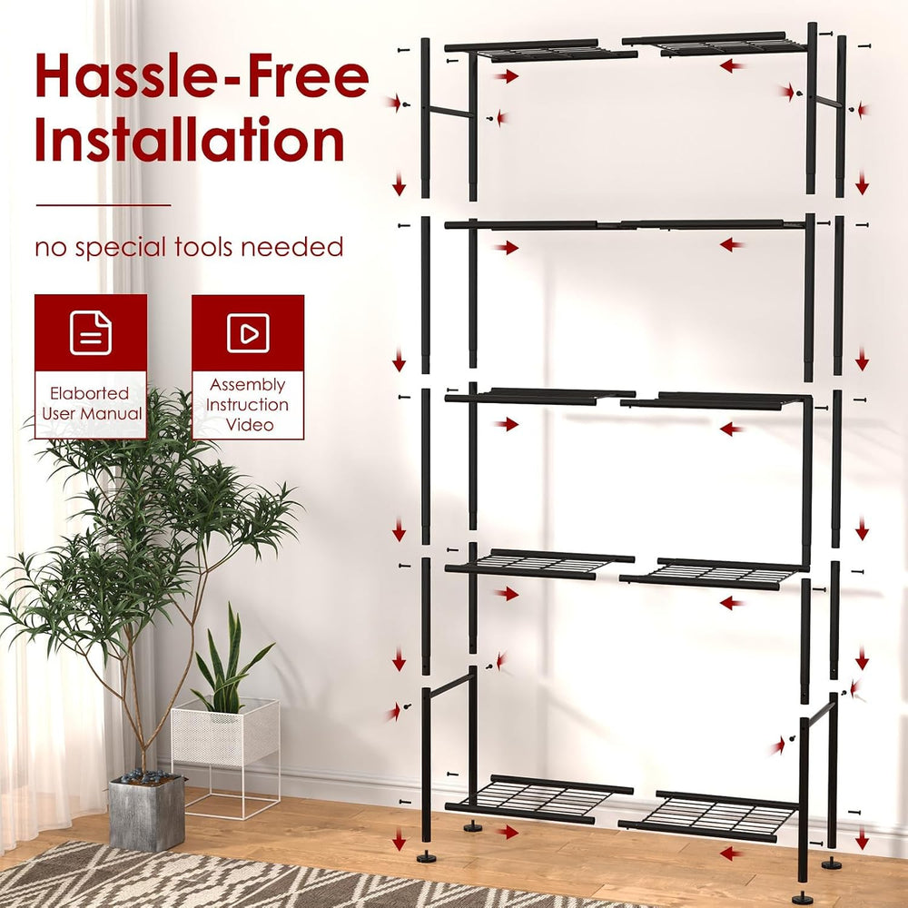 Storage Shelves - 5 Tier Shelf Organizer, Heavy Duty Garage Shelving Unit wit...
