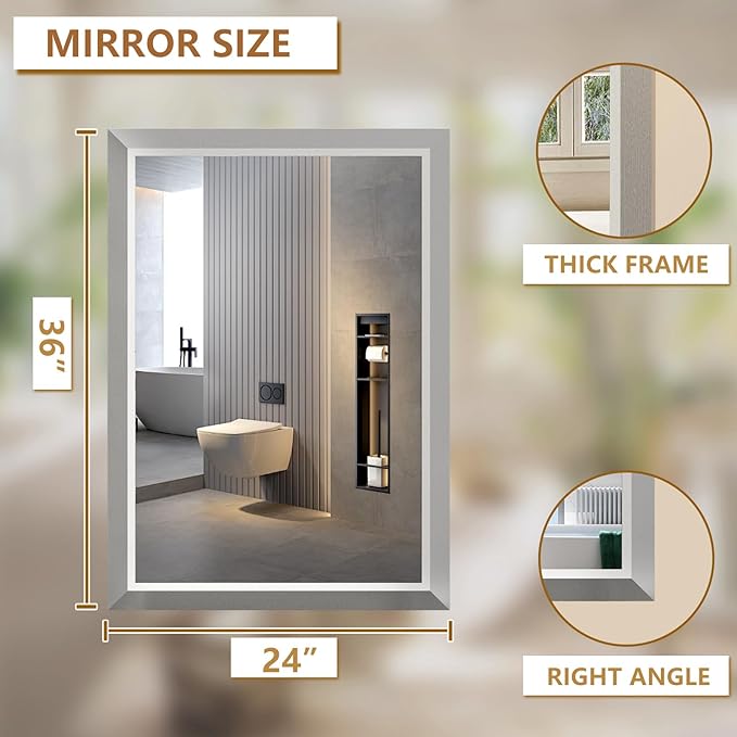 SMIROR Brushed Silver Bathroom Mirror