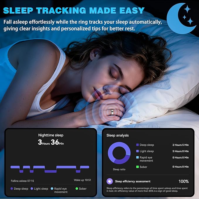 S SECRETTOP Smart Ring for Women Men, Activity Tracker, Heart Rate Monitor