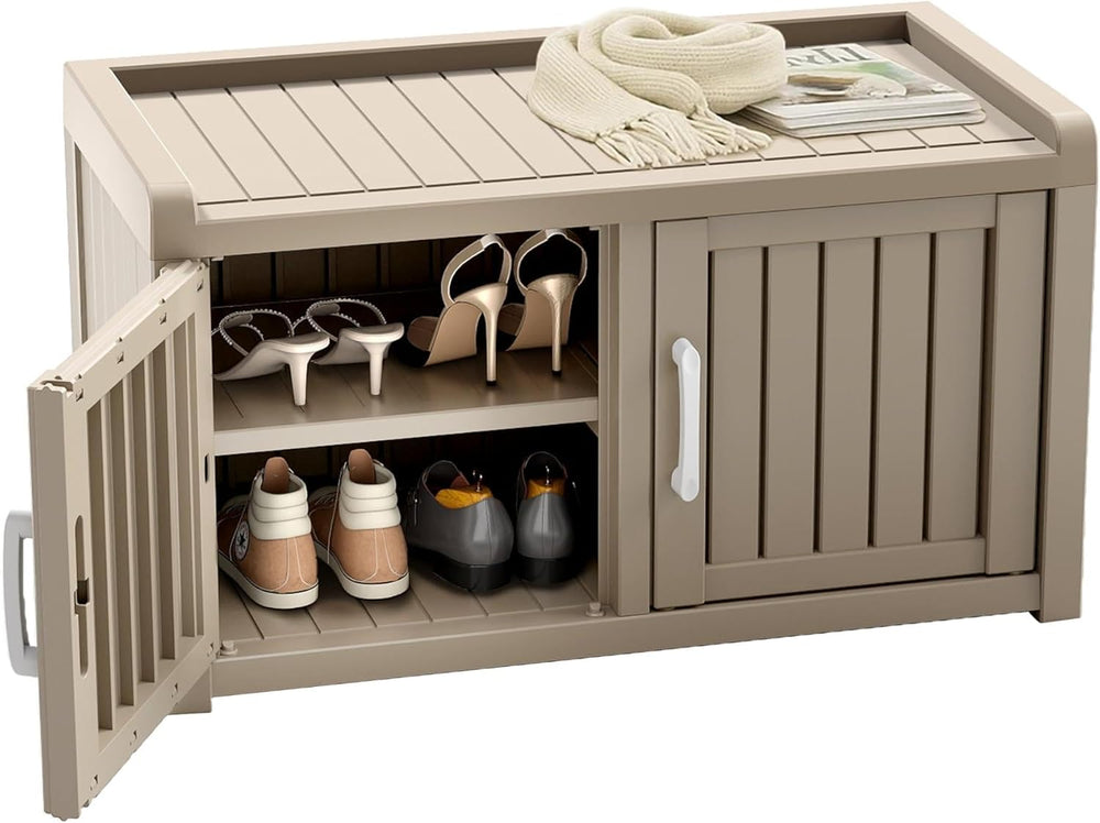 ROJIK Shoe Cabinet Waterproof UV-Resistant,Storage Bench Indoor Outdoor with ...