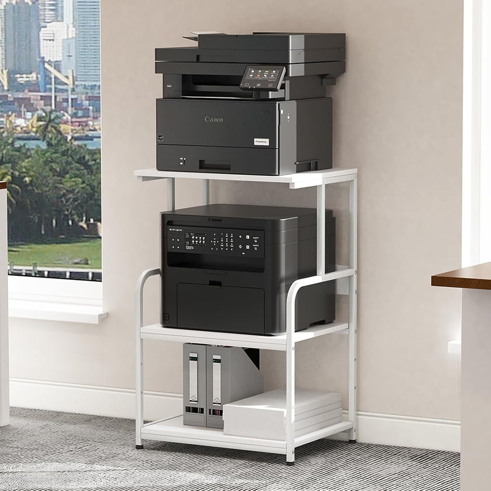 Arbuxzuy Printer Stand with Storage Shelf, 3 Tier Printer Cart with Wheels