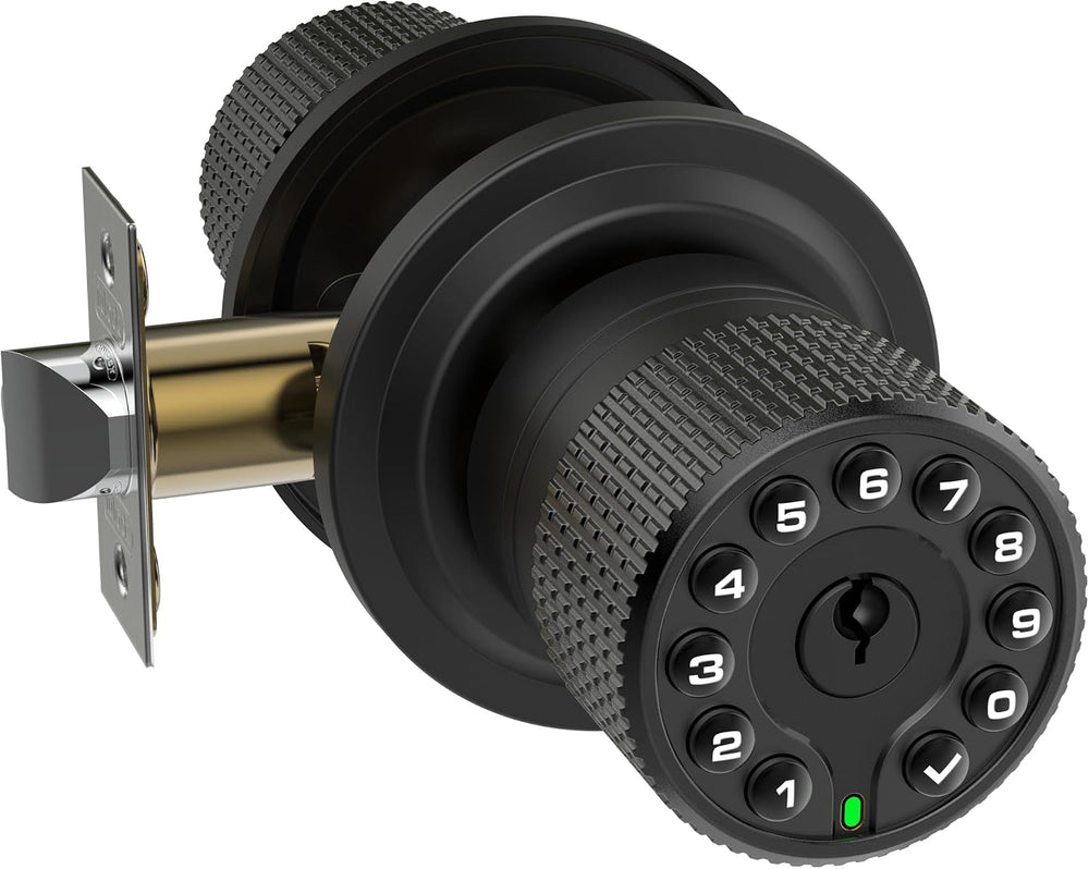 Keypad & Key Smart Door Lock, 50 User Codes, Waterproof, Auto Lock - Matt...