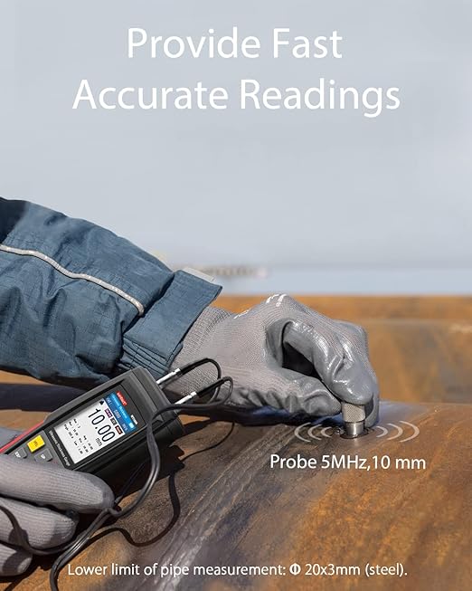 Wintact Digital Ultrasonic Thickness Gauge, Range 0.039 to 11.81 in