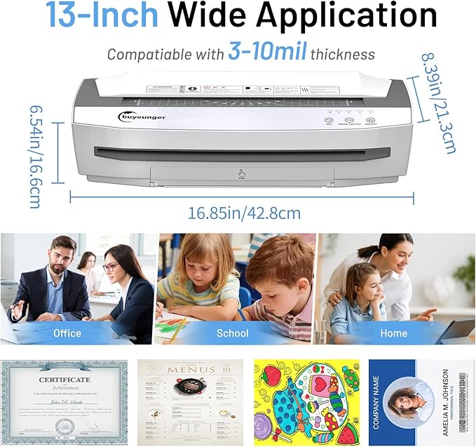 Buyounger 3-10 Mil Laminator Machine, 4-Roller Commercial Laminator Machine