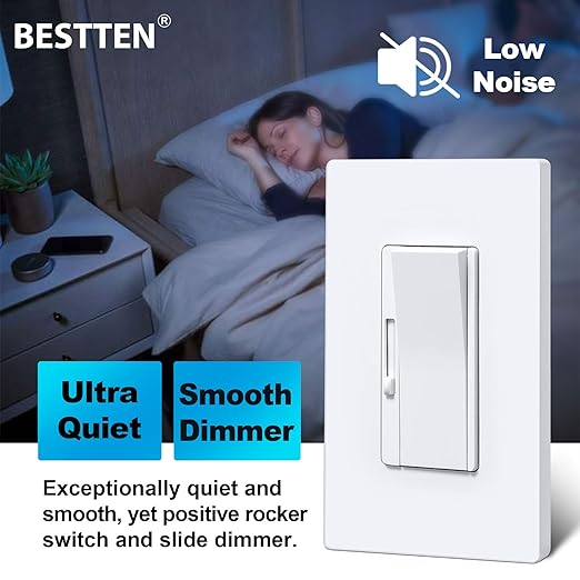BESTTEN 10 Pack Super Slim Digital Dimmer Light Switch, Quiet Rocker, Max 300W