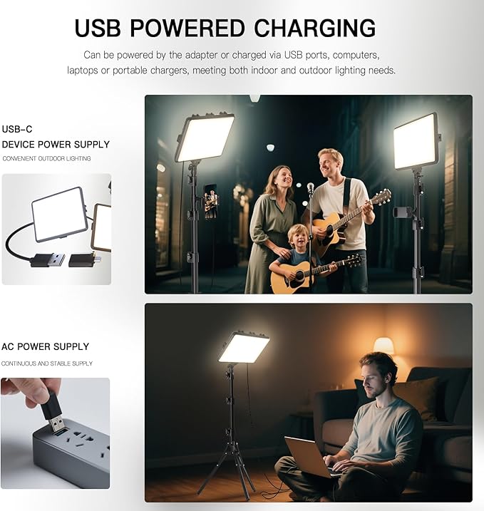 2-Pack LED Video Light Kit, NiceVeedi Studio Light, 2800-6500K Dimmable