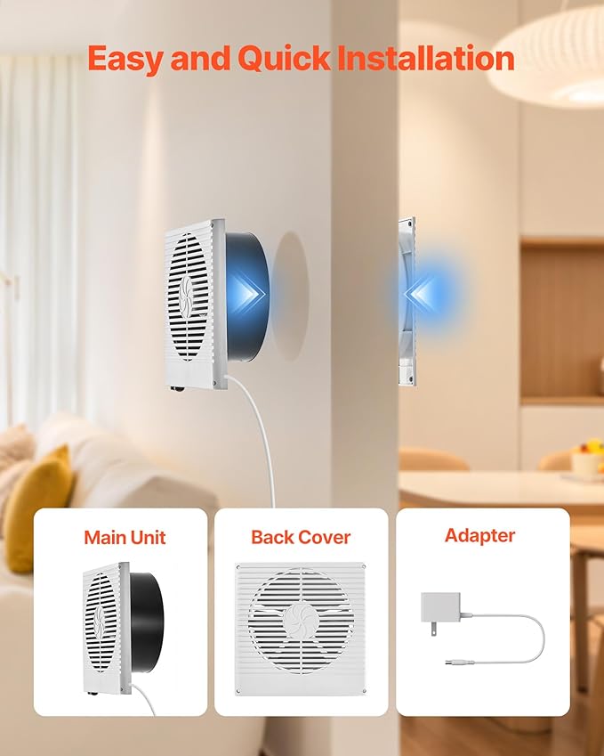 VEVOR Room to Room Fan, Two-Way Airflow Through-the-Wall Fan 8"