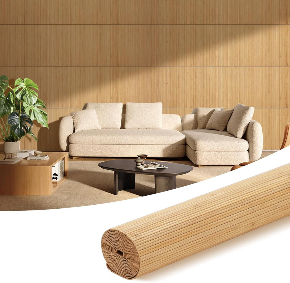 OUZUGIE 1 Pack 96x24 Inch Natural Bamboo Wall Panel – Twinned Carbides Pole