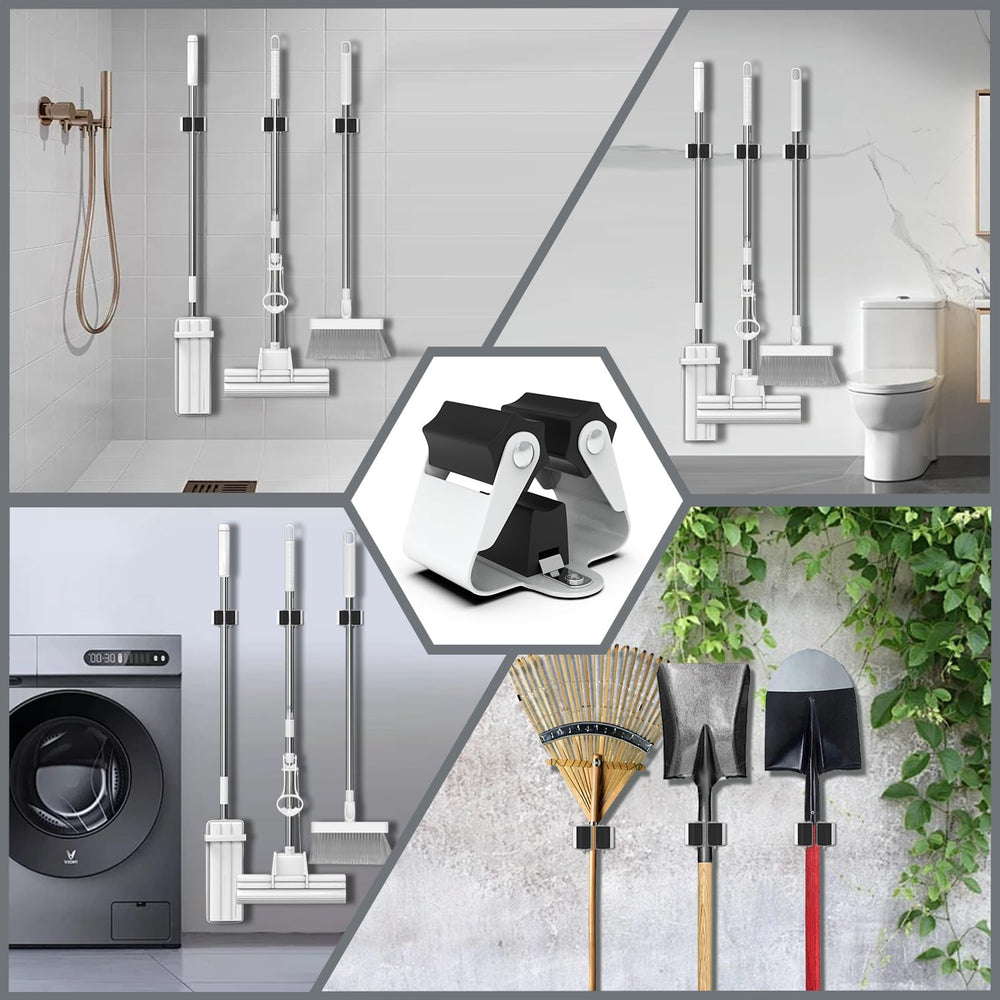 3-H Broom Holder Wall Mount 30 Pack, Stainless Steel Mop Hanger with Screws