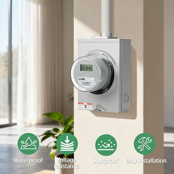 Digital Electric Meter for RV & Home, CL200 KWH Watt Meter for RV Pedesta...