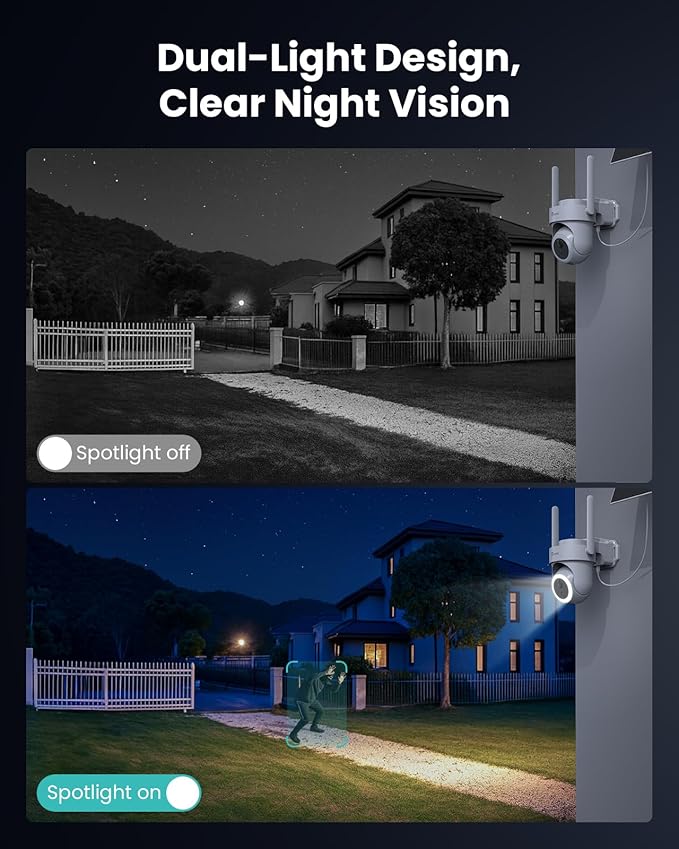CAMSTRO 4K Security Cameras Wireless Outdoor No Subscription, 360° PTZ Home