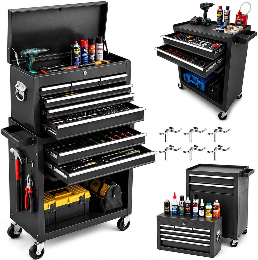 Rolling Tool Chest - 8 Drawers Tool Box Organizer with Lockable Wheels, Slidi...