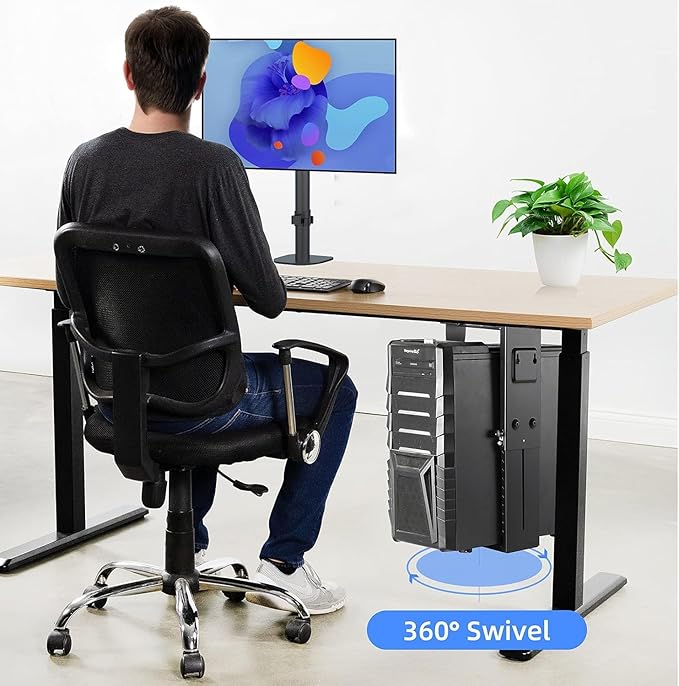 Pholiten Under Desk CPU Mount, Universal PC Wall Mount, 3.94 to 11.61 inch Wide