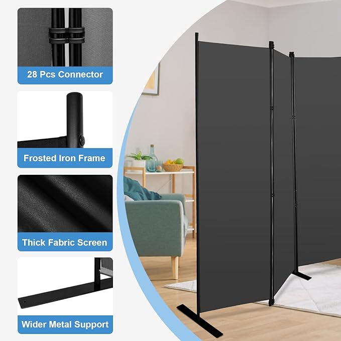 MAYOLIAH 8 Panel Room Divider 6ft Tall Freestanding Privacy Screen 160'&#...