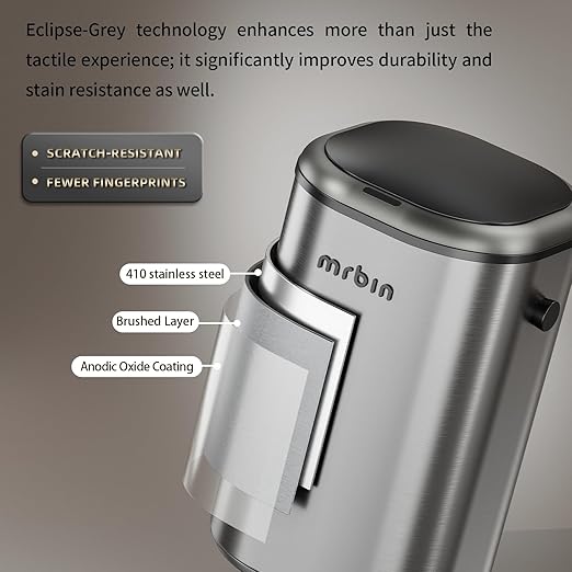 MRBIN Stainless Steel Motion Sensor Tall Bathroom Trash Can