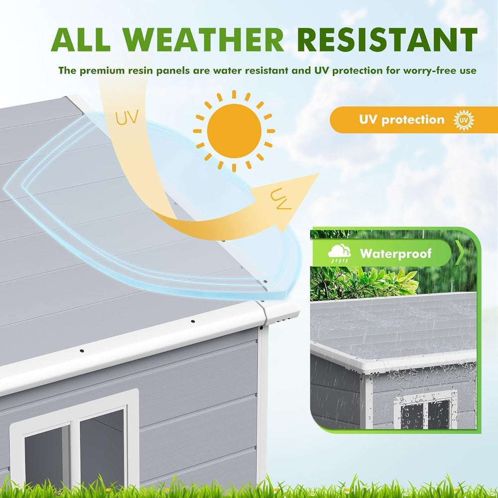 Devoko 6 x 4 FT Resin Outdoor Storage Shed with Floor, Plastic Tool Shed