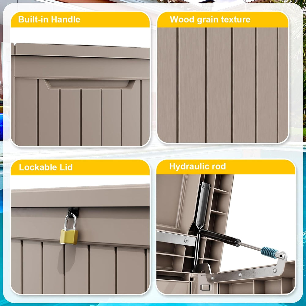 ROJIK Outdoor Storage Housing Deck Box - Waterproof Patio Furniture, Garden T...