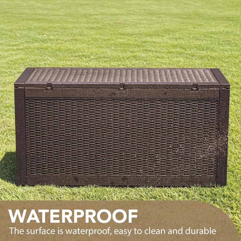 Devoko 95 Gallon Deck Box Large Resin Outdoor Storage Box, Waterproof and UV ...