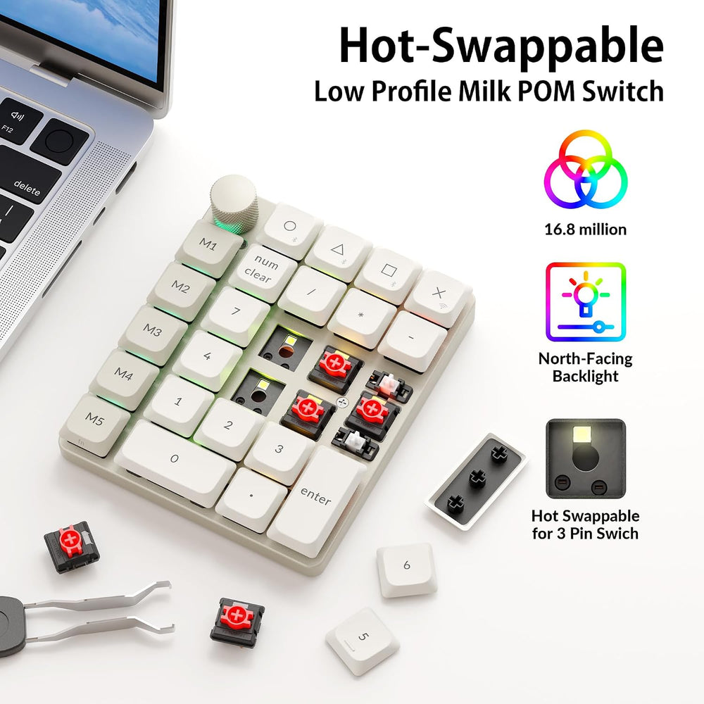 Keychron K0 Max QMK Wireless Custom Number Low-Profile RGB Backlit (Hot-Swapp...