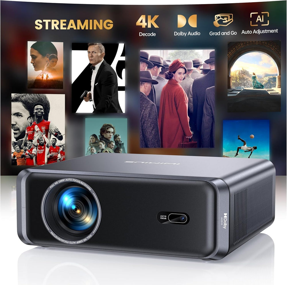 Smart-Projector with WiFi6 and Bluetooth, Outdoor Movie Projector & DoIby