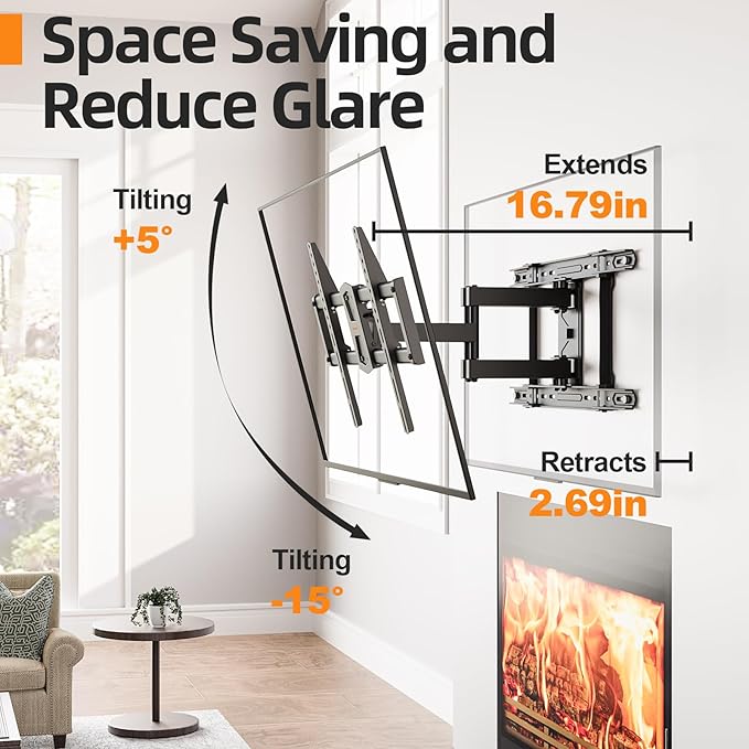 IWORKBORAD 42-86 '' Full Motion TV Wall Mount 24 Inch Studs, Heavy Du...