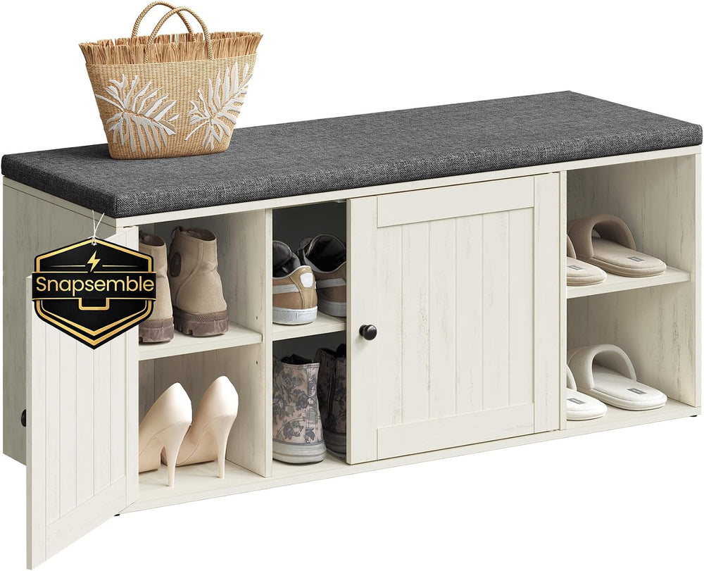 SONGMICS HOME Shoe Storage Bench, Snapsemble Superfast Assembly