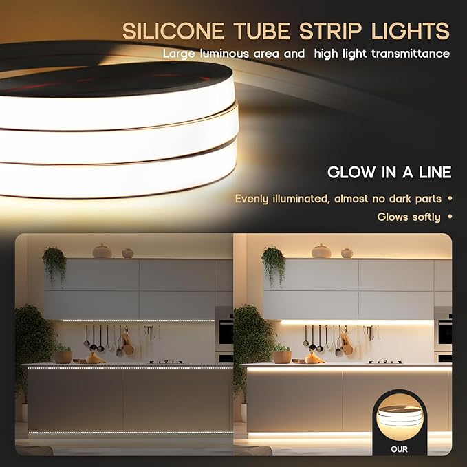VOEWT LED Strip Lights Neutral White 4000K, 98.4ft 110-120V Neon Rope Lights