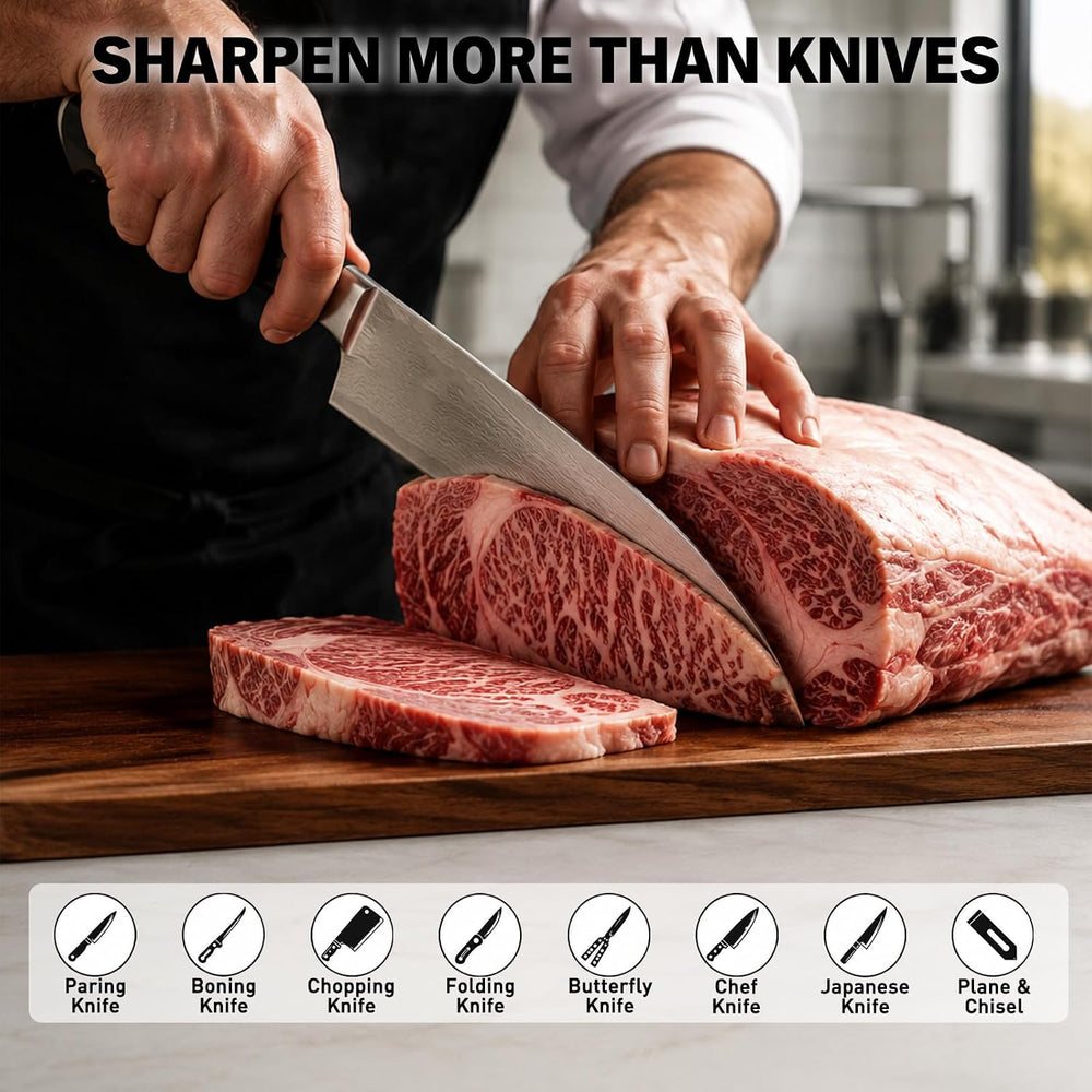 12-Piece Knife Sharpening Stone Set, Whetstone 4 Side 400/1000 3000/8000 Grit...