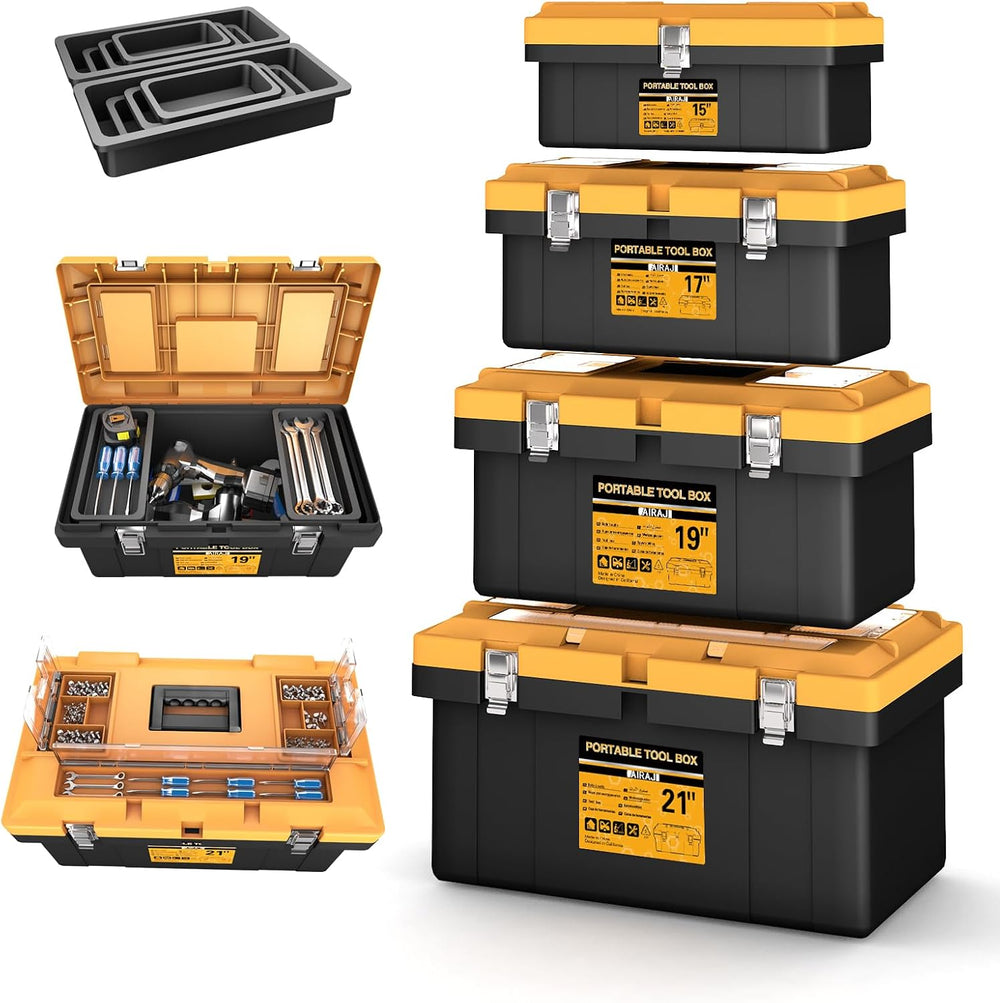 AIRAJ 4-In-1 Tool Box Set, Portable Tool Box Organizer, 15+17+19+21 IN