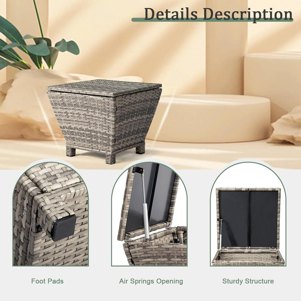 VINGLI 13 Gallon Outdoor Deck Box, Wicker Outdoor Storage Box with Lid, Small...