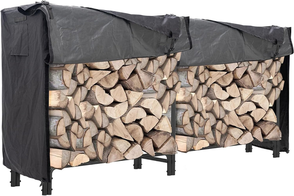 Firewood Log Rack Cover 8ft Wood Storage Rack Cover Black