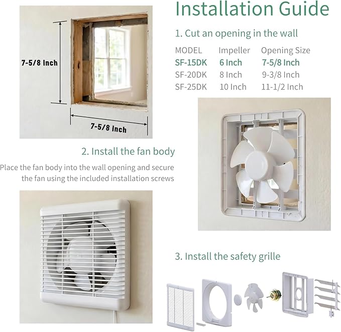 SAILFLO 6 Inch Small Window Shutter Exhaust Fan, 7.7 x 7.7 Inch Cutout