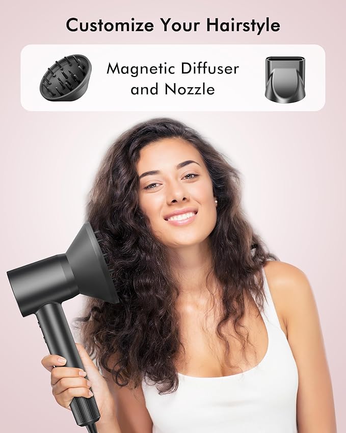 Hair Dryer, 160000 RPM Professional High Speed Ionic Blow Dryer, 500 Million