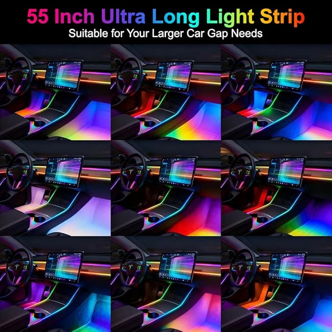 Acrylic Interior Car Ambient Lighting, Interior RGB LED Strip Kit