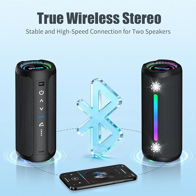 Bluetooth Speakers Wireless Loud Stereo Sound IPX7 Waterproof Outdoor Portable