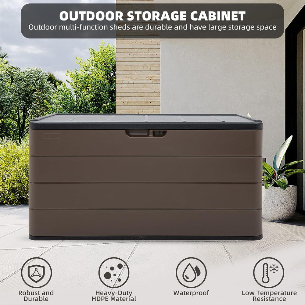 Outdoor Storage Box Waterproof, 100 Gallon Plus Lockable Resin Deck Box Large...