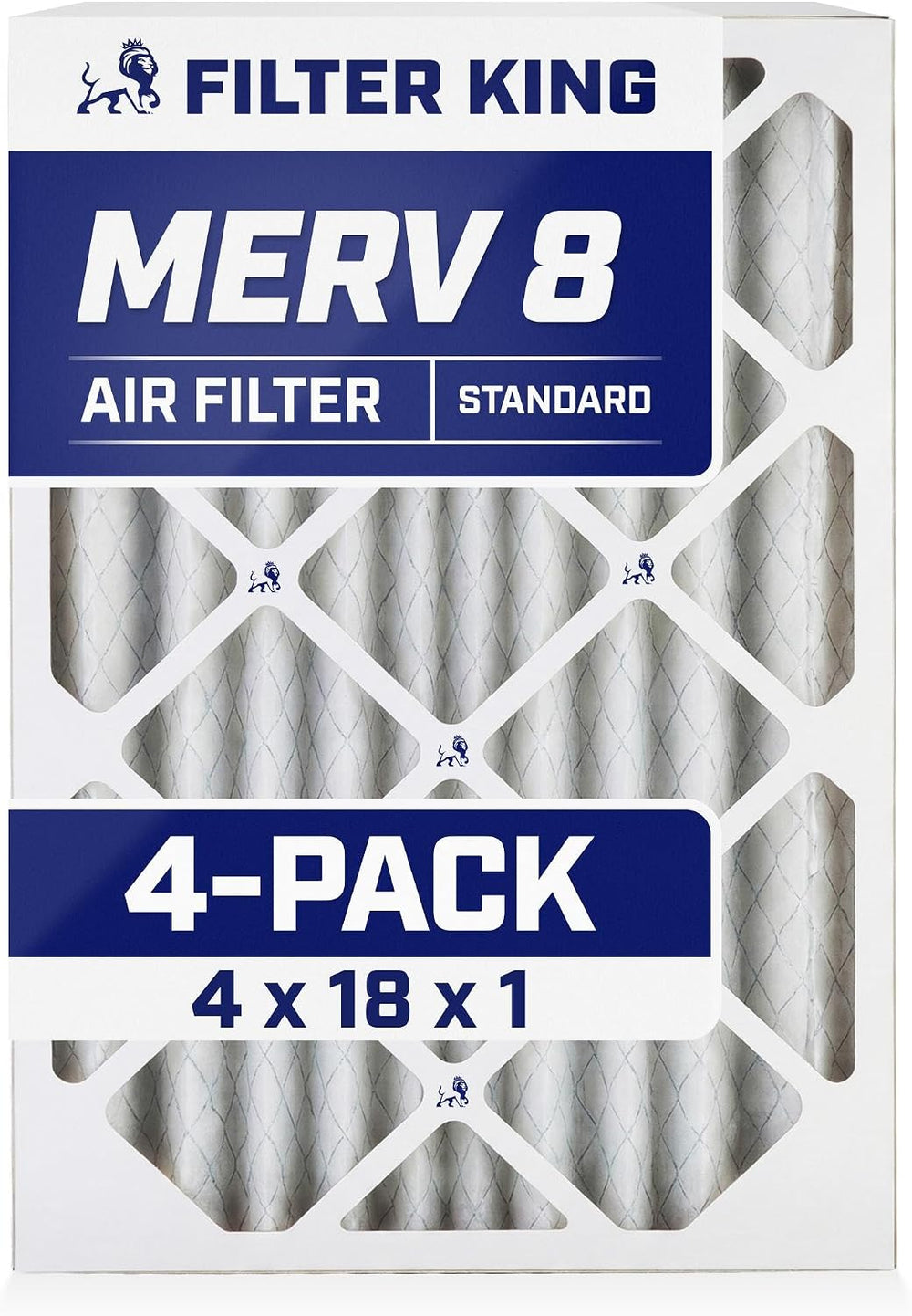 Filter King 4x18x1 Air Filter | 4-PACK | MERV 8 HVAC Pleated A/C Furnace