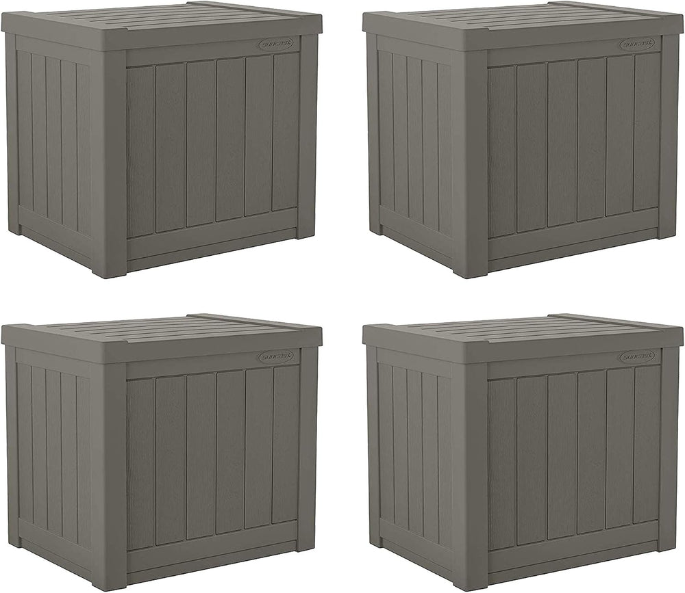 Suncast SS500ST 22 Gallon Small Resin Outdoor Patio Storage Deck Box (4 Pack)