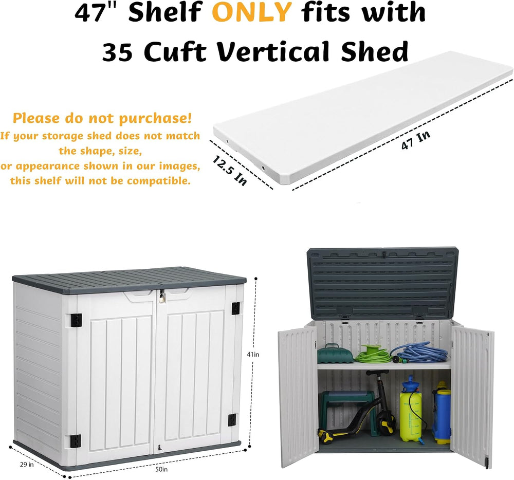 EHHLY 35 Cuft Outdoor Storage Shed Shelf(2 Shelves ONLY, No Cabinet), Outdoor...