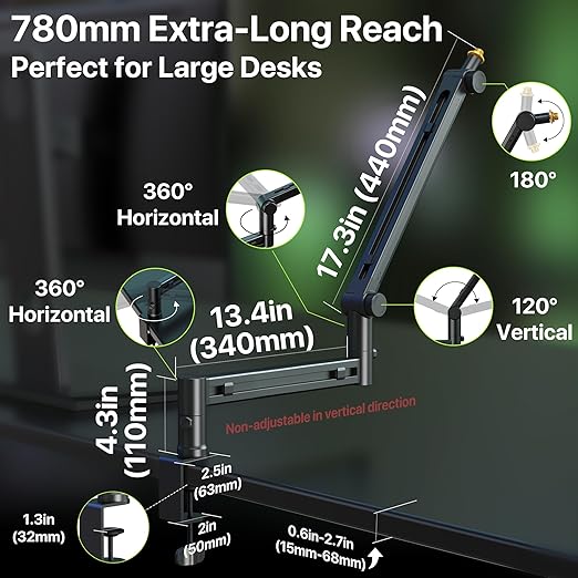 AA AUDIO ACCESSORY Low Profile Mic Boom Arm (2 Pack)
