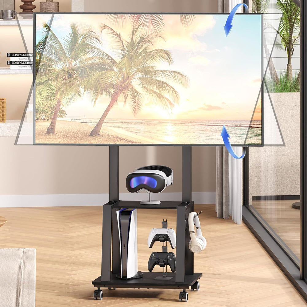 Rolling TV Stand on Wheels for 23-60Inch Flat/Curved Screen TVs, Tilt Mobile TV