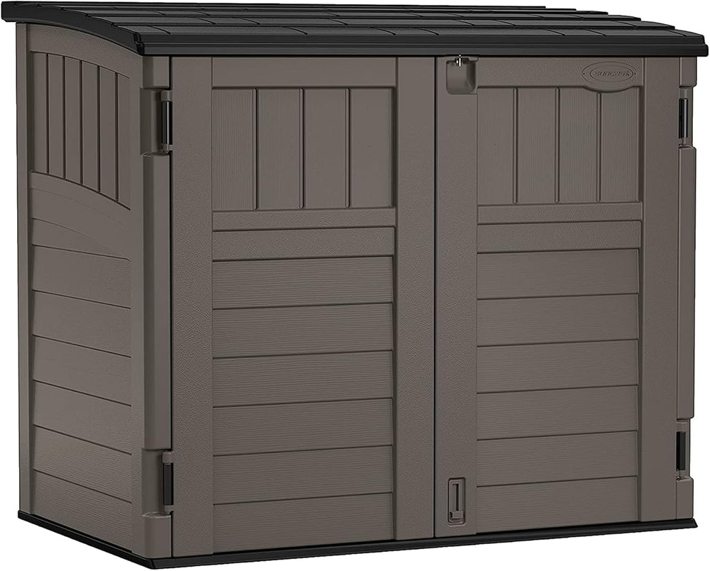 Suncast 34 Cu Ft Horizontal Storage Shed, Resin, Lockable, Stoney Black