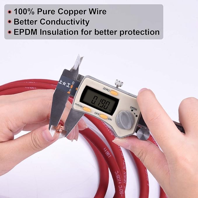 Shirbly 6 Gauge Battery Cable, 30FT Red + 30FT Black 6 AWG Pure Copper Wire