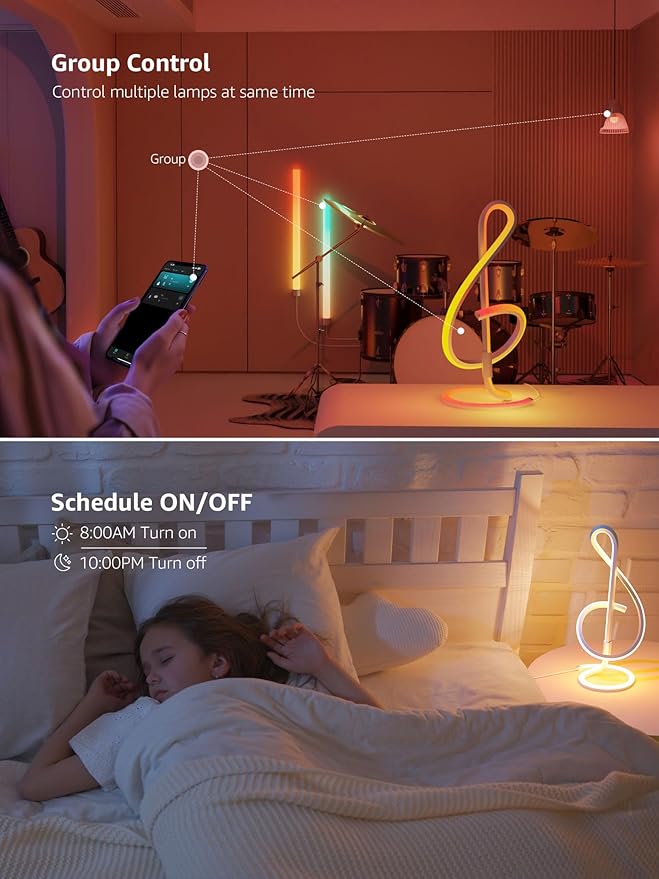Lepro TB2 AI Smart Table Lamp, RGB+IC Addressable LED Lamps Alexa Google Home